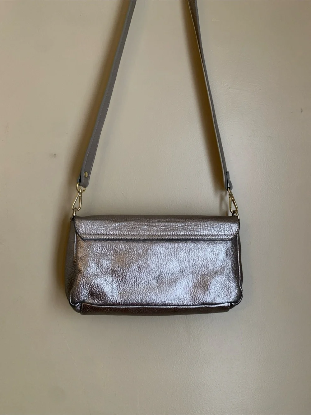 Divina Firenze Bag Purse shoulder/Crossbody Leather Silver Evening made in Italy - Picture 9 of 14